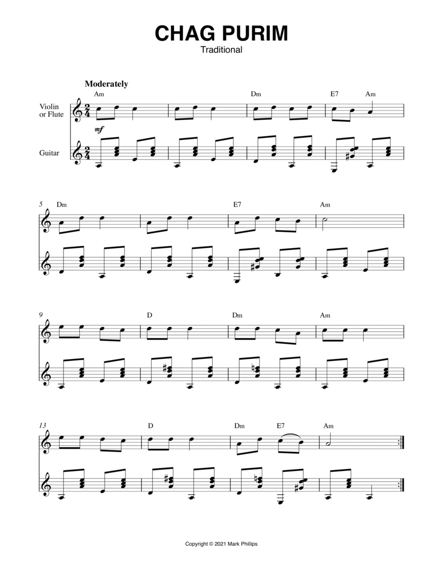 Chag Purim String Duet scores gallery preview page 1