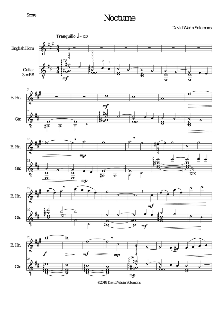Nocturne for cor anglais and guitar English Horn scores gallery preview page 1