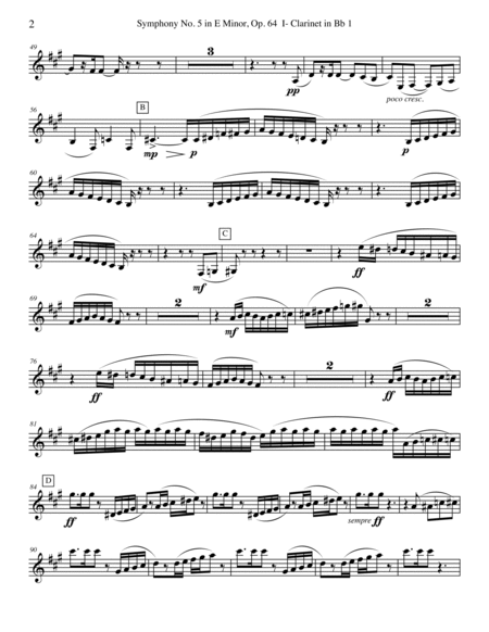 ‪Tchaikovsky‬ Symphony No. 5, Movement I - Clarinet in Bb 1 (Transposed Part), Op. 64