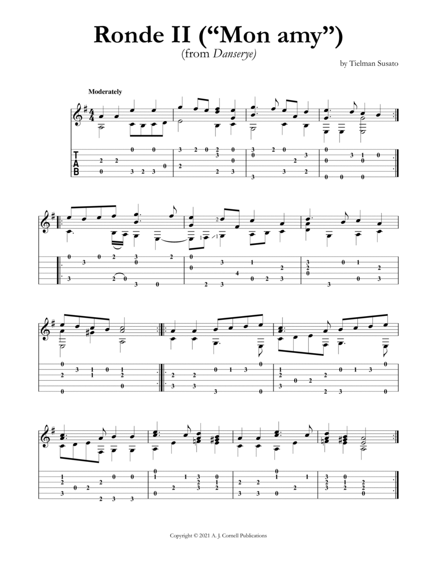 Ronde II (“Mon amy”) Ronde II (“Mon amy”) Classical Guitar scores gallery preview page 1