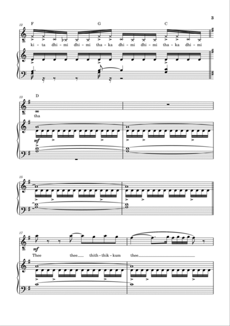 Thee Thee Thee Thee Piano, Vocal, Guitar scores gallery preview page 4