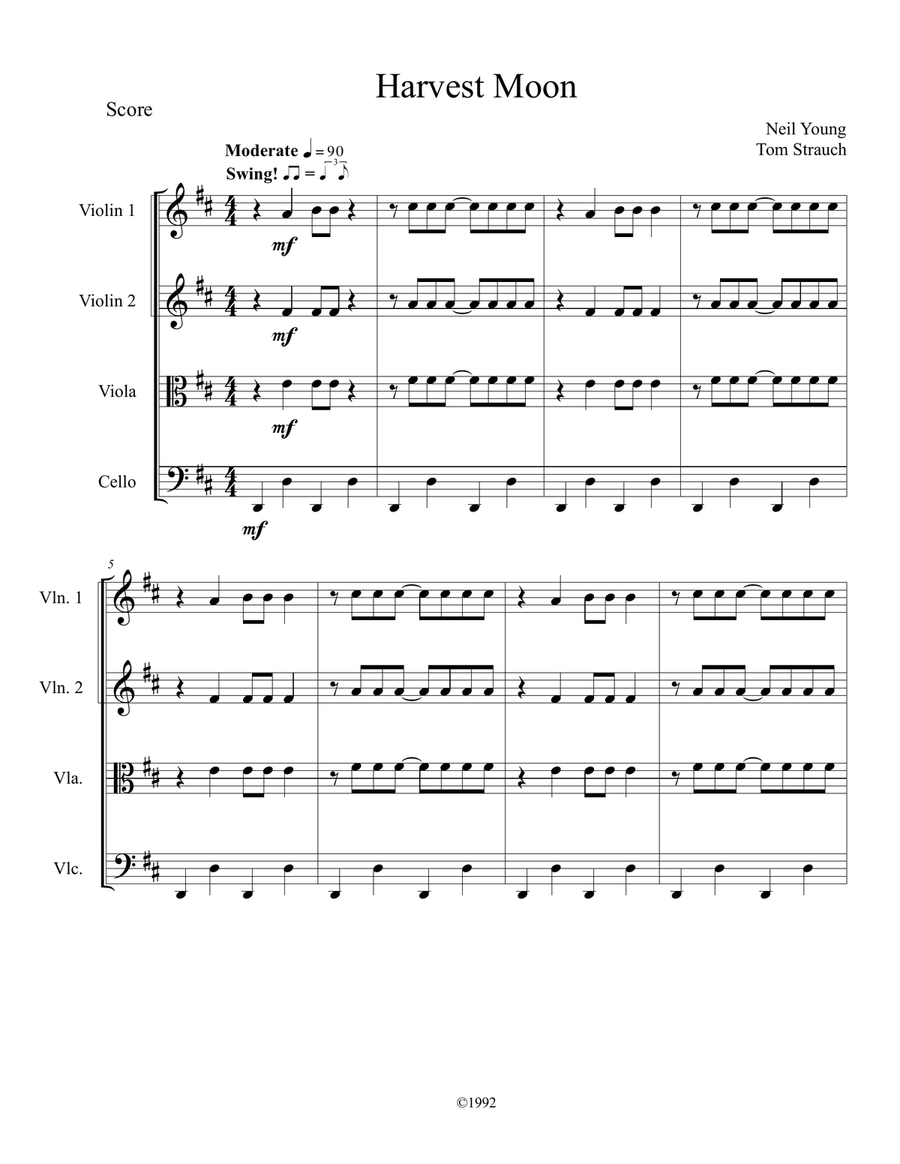 Harvest Moon String Quartet scores gallery preview page 1