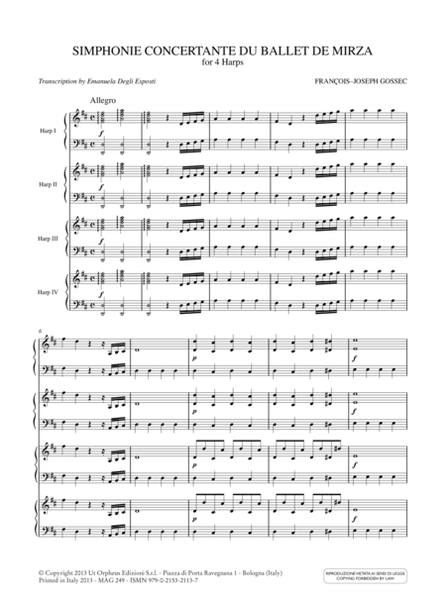 Simphonie Concertante du Ballet de Mirza for 4 Harps