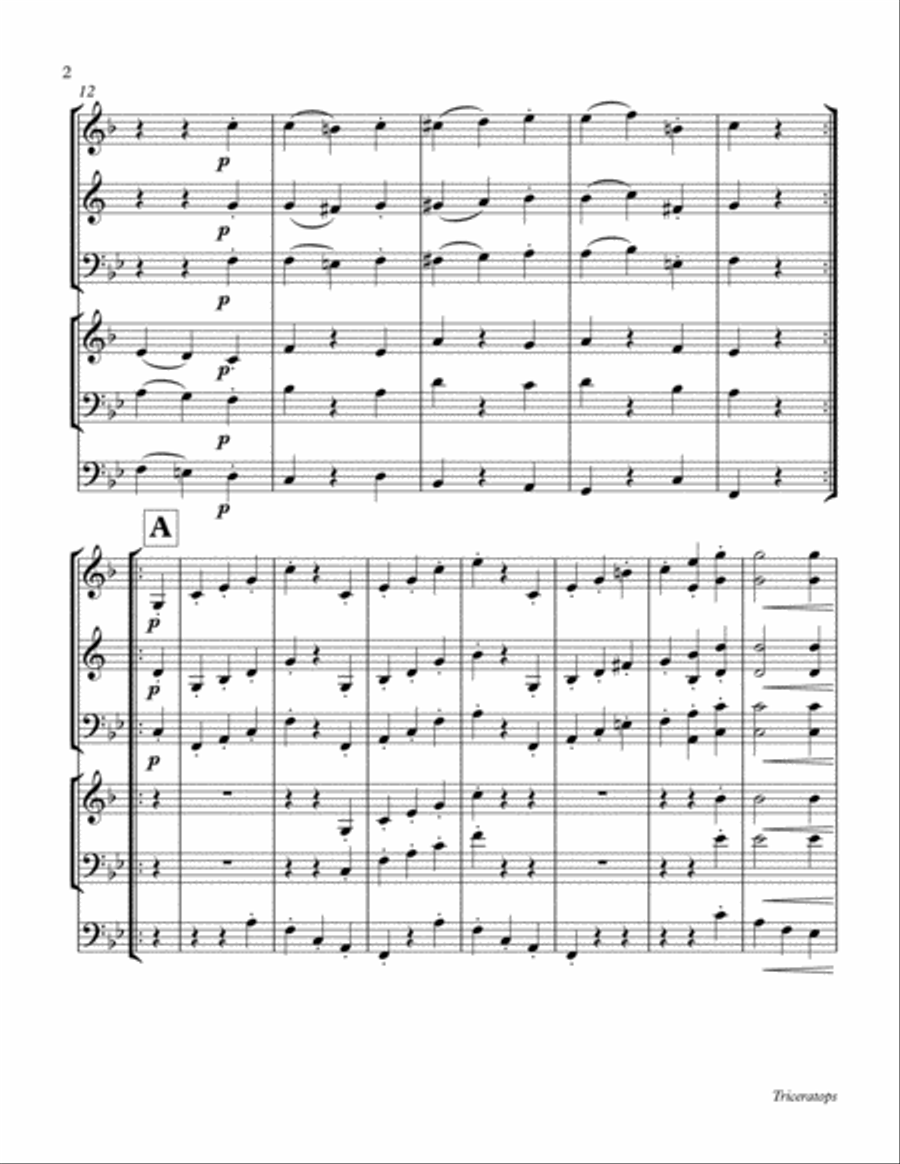 Beethoven Trio op 87, mvt. 3 Scherzo Brass Ensemble scores gallery preview page 3