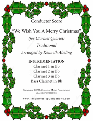 Book cover for We Wish You a Merry Christmas (for Clarinet Quartet)