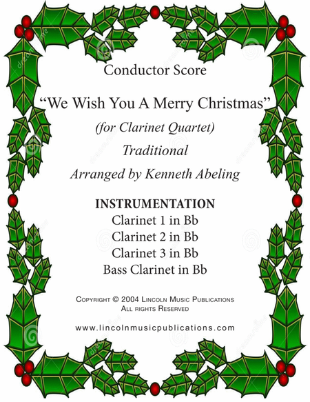 We Wish You a Merry Christmas (for Clarinet Quartet) image number null
