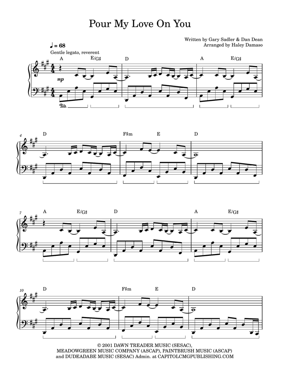 Pour My Love On You Piano Solo scores gallery preview page 1