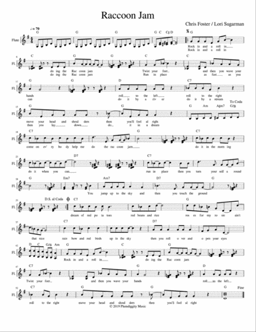 Raccoon Jam - Lead Sheet Piano, Vocal, Guitar scores gallery preview page 1