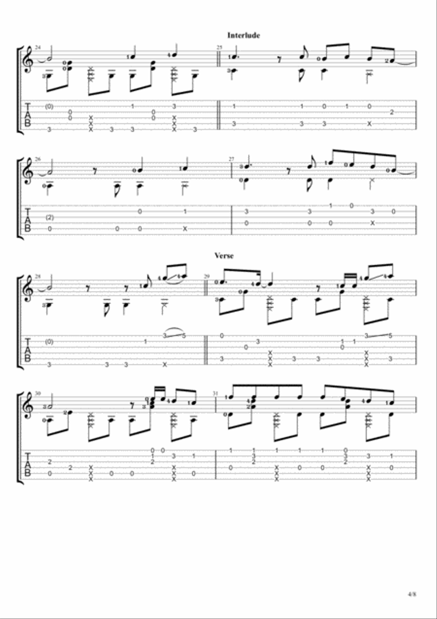 At My Worst Guitar Tablature scores gallery preview page 4