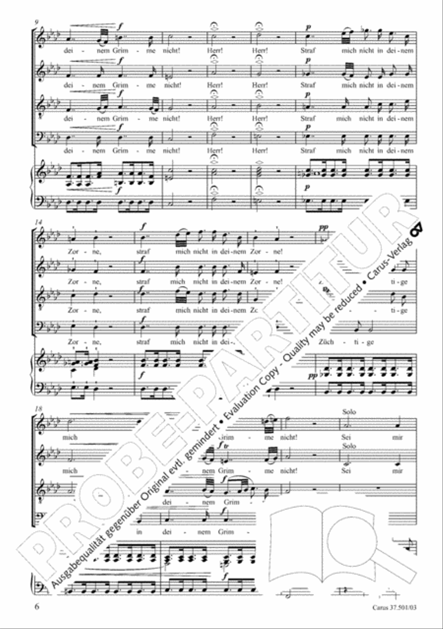 The Sixth Psalm of David (Der Sechste Psalm Davids) 4-Part scores gallery preview page 7