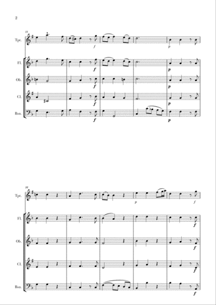 Haendel - Lascia ch’io pianga (for Trumpet and Woodwind Quartet) Woodwind Quartet scores gallery preview page 2