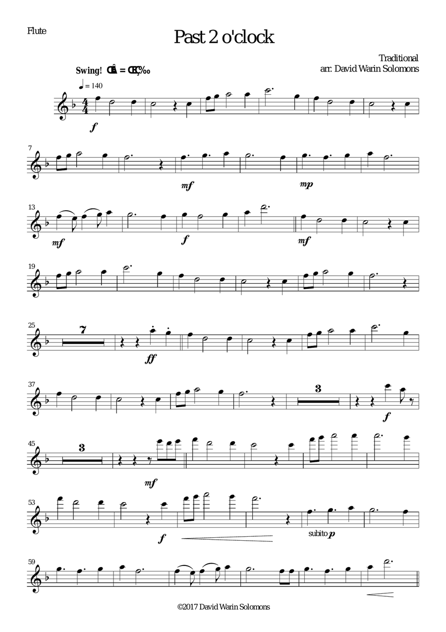 Past 2 o'clock for wind quartet A Cappella scores gallery preview page 4