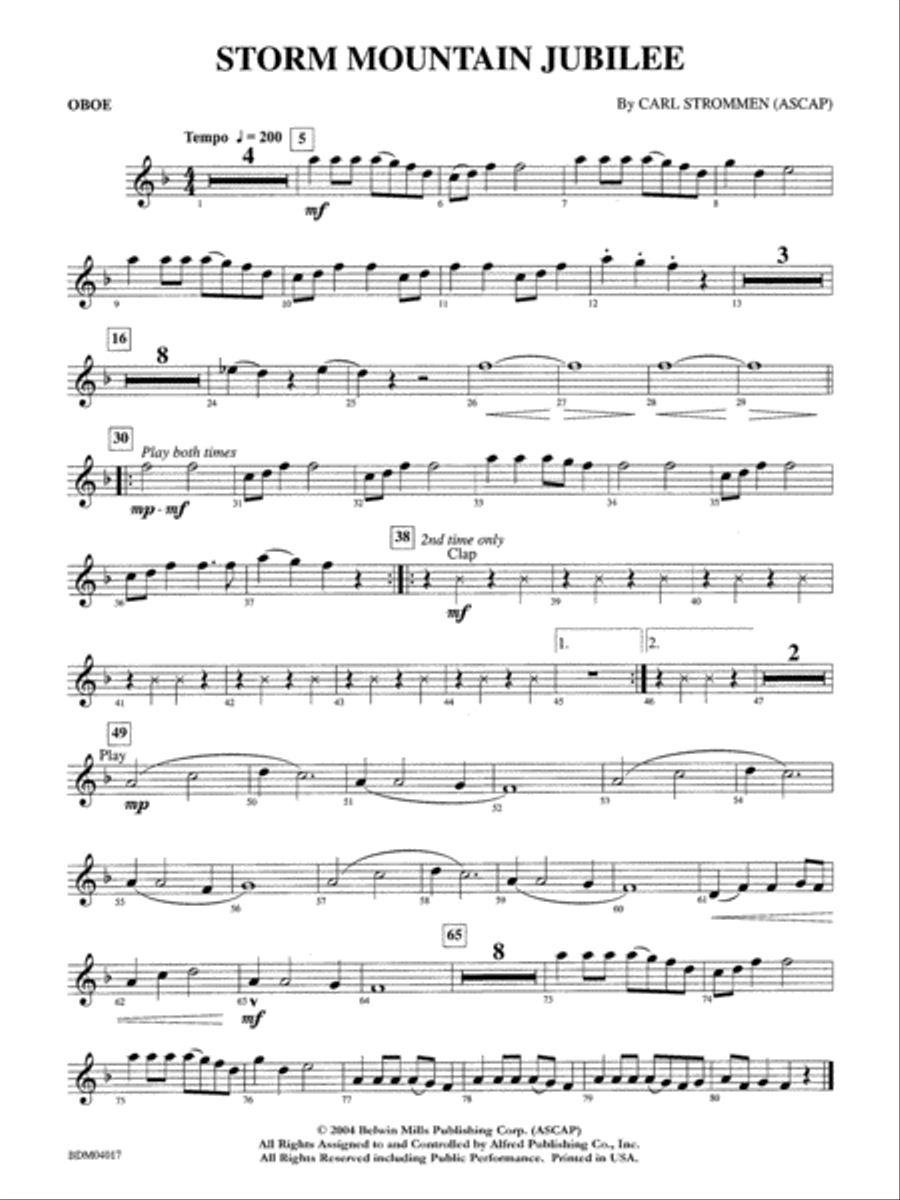 Storm Mountain Jubilee: Oboe Concert Band scores gallery preview page 1