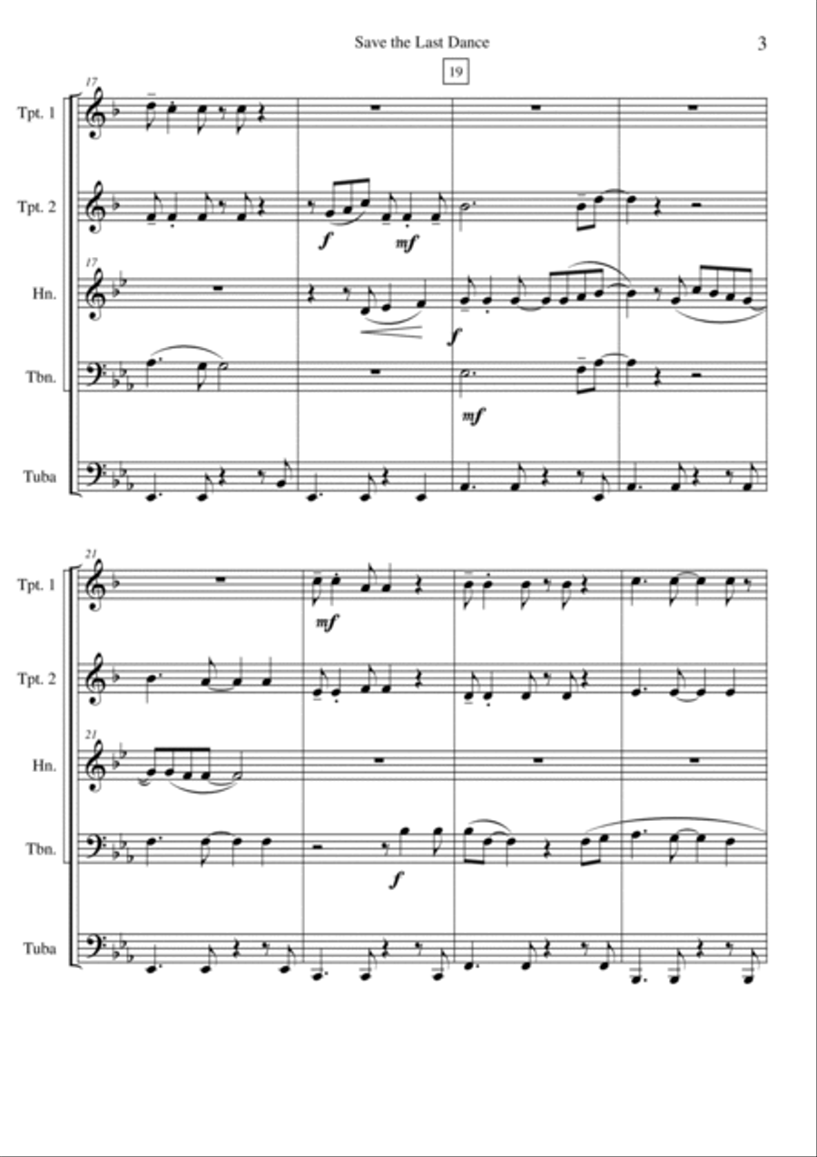Save The Last Dance For Me Brass Quintet scores gallery preview page 4