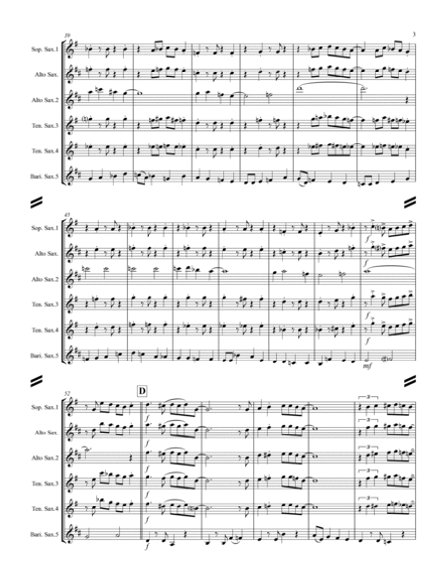 The Way You Look Tonight Saxophone Quintet scores gallery preview page 4