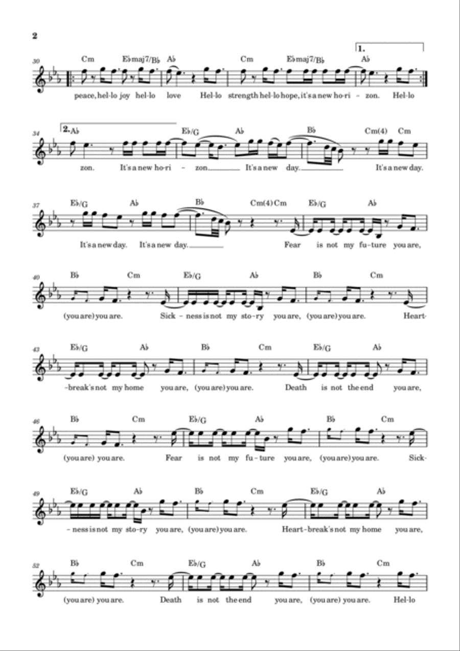 Fear Is Not My Future Piano scores gallery preview page 2