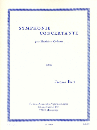 Book cover for Symphony Concertante, For Oboe And Orchestra (piano Reduction)