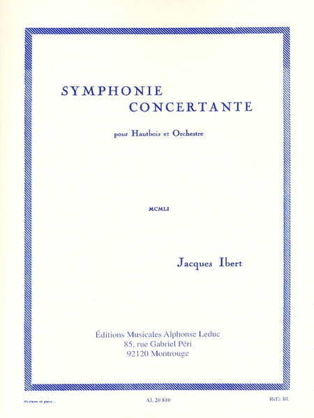 Symphony Concertante, For Oboe And Orchestra (piano Reduction)