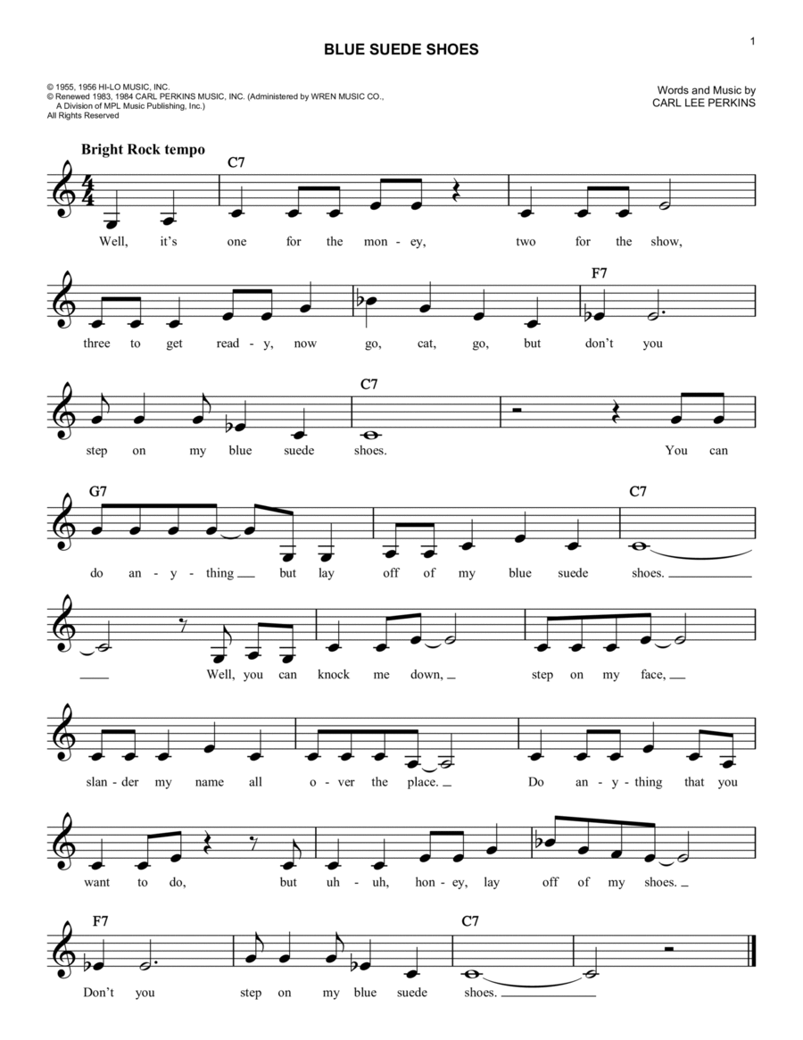 Blue Suede Shoes Piano scores gallery preview page 1