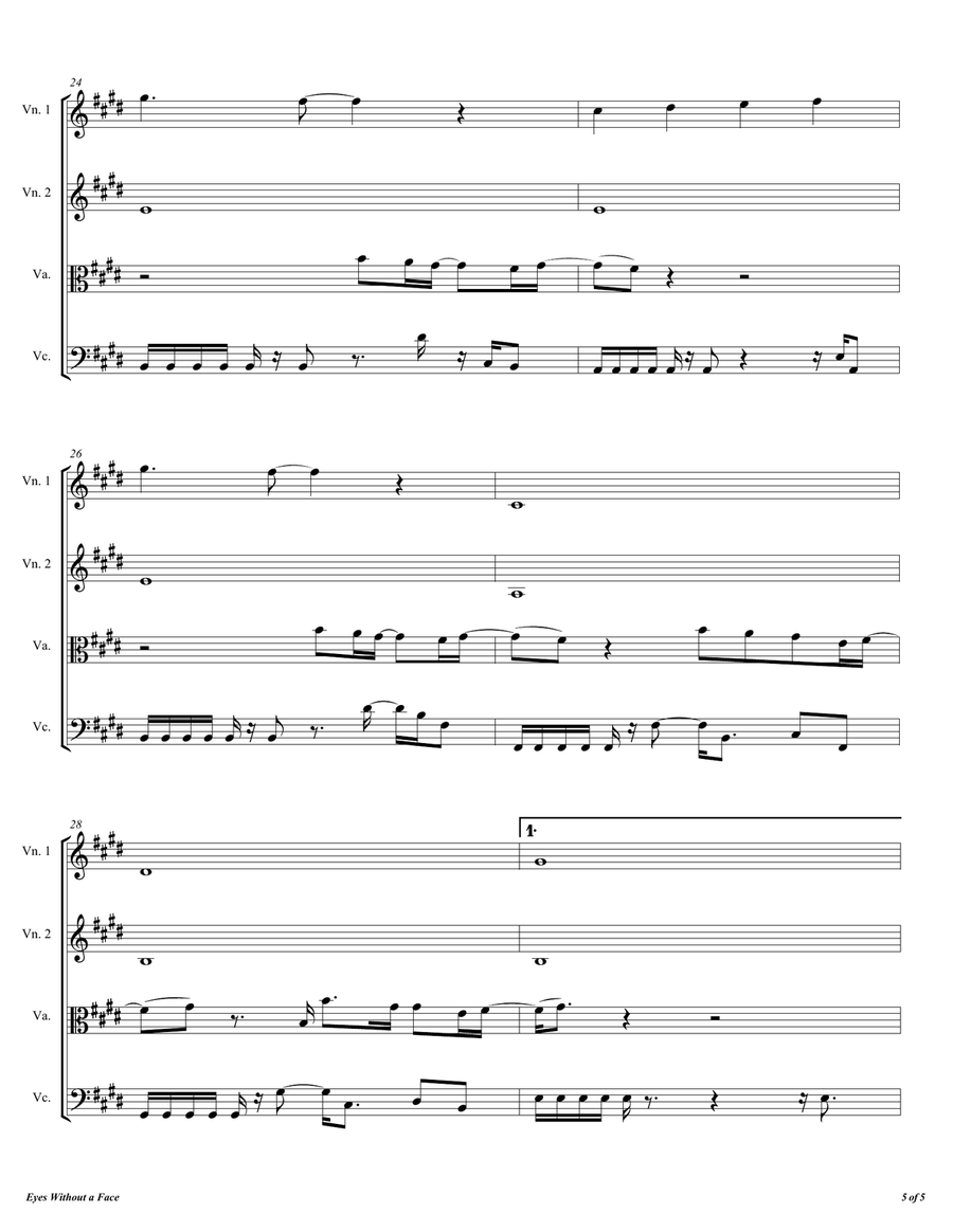 Eyes Without A Face String Quartet scores gallery preview page 6