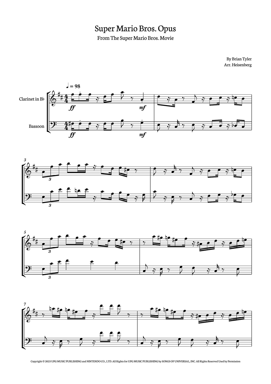 Super Mario Bros. Opus Woodwind Duet scores gallery preview page 1