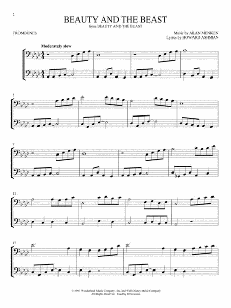 Disney Songs for Two Trombones by Various Trombone Duet - Sheet Music