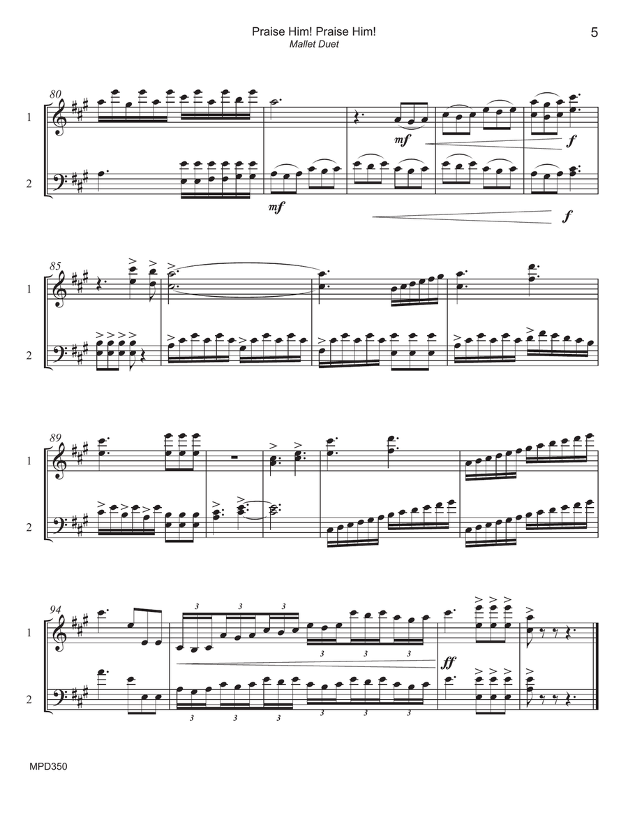PRAISE HIM! PRAISE HIM! - Mallet Duet (keyboard Percussion) Percussion scores gallery preview page 5