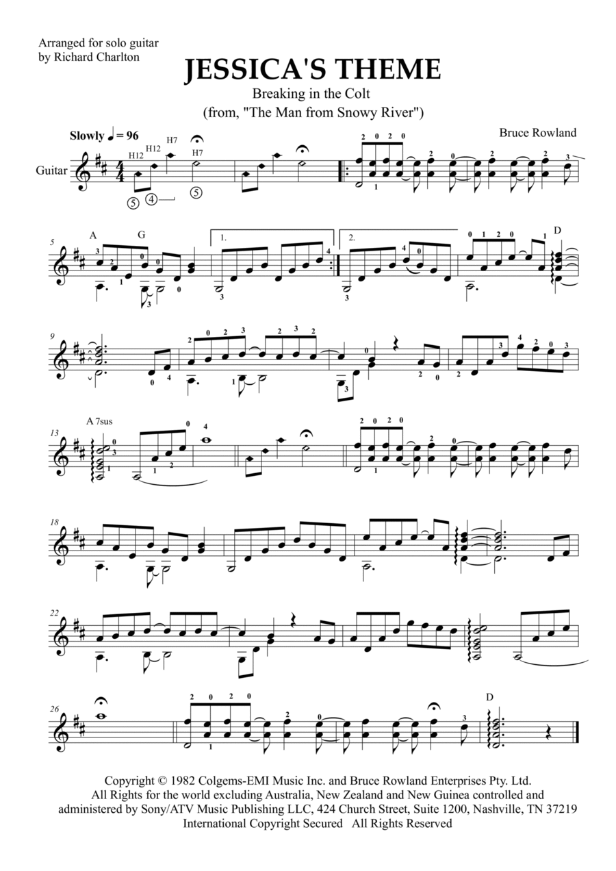 Jessica's Theme (Breaking In The Colt) Electric Guitar scores gallery preview page 1