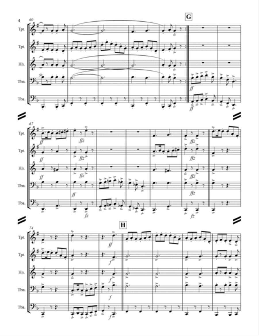 March - Garry Owen (for Brass Quintet) Brass Quintet scores gallery preview page 5