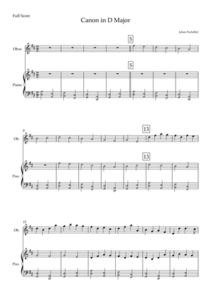 Canon in D Major (Johann Pachelbel) for Oboe Solo and Piano Accompaniment