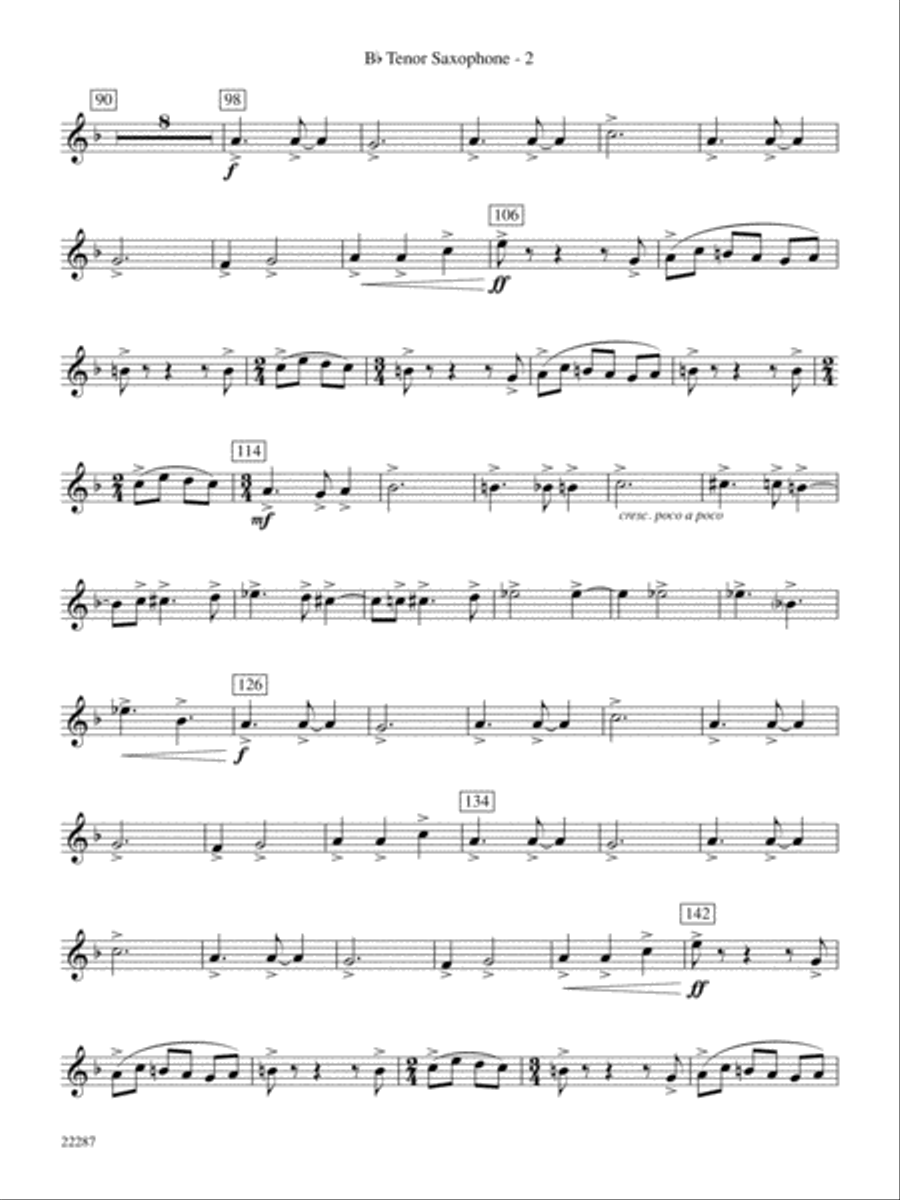 Primordial Overture: B-flat Tenor Saxophone Concert Band scores gallery preview page 2