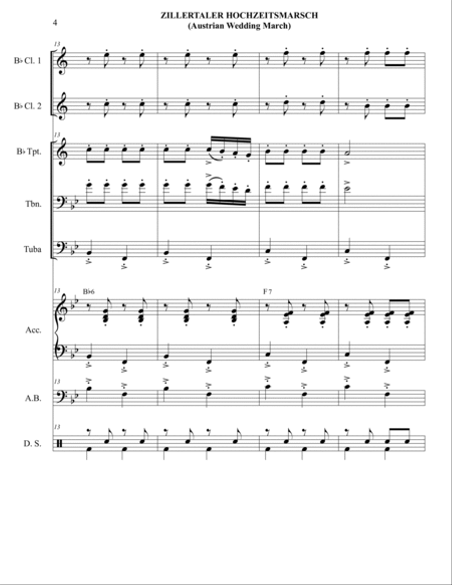 ZILLERTALER HOCHZEITMARSH ( Austrian Wedding March) - Oktoberfest B-Flat Clarinet scores gallery preview page 5