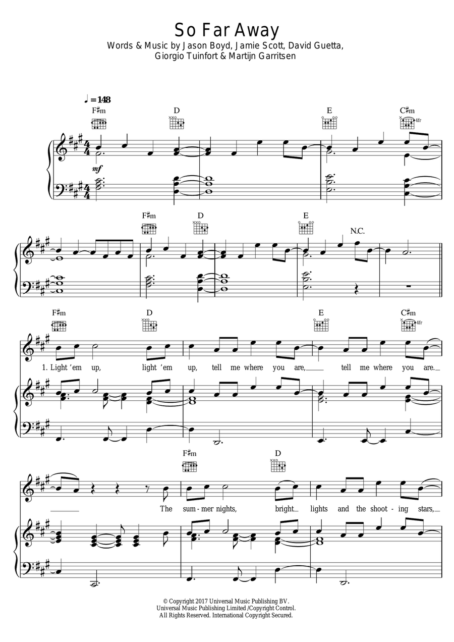 So Far Away (featuring Jamie Scott and Romy Dya) Piano, Vocal scores gallery preview page 1