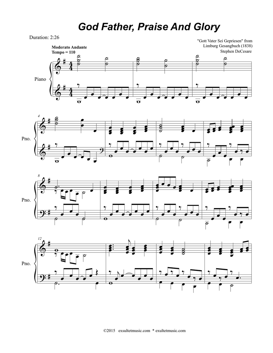 God Father, Praise And Glory Piano Solo scores gallery preview page 2