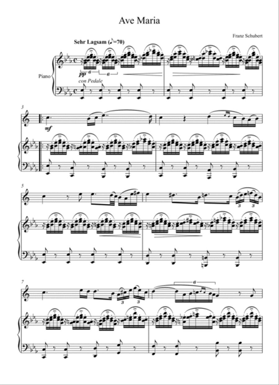 Franz Schubert - Ave Maria (Alto Saxophone Solo) - Eb key Woodwind Duet scores gallery preview page 1