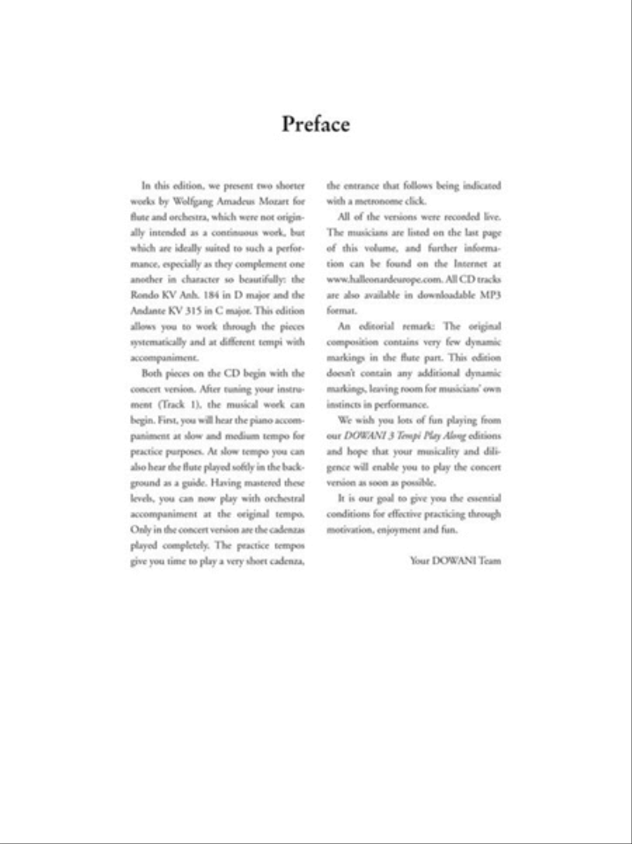 Rondo KV Anh. 184, Andante KV 315 Flute Solo scores gallery preview page 2