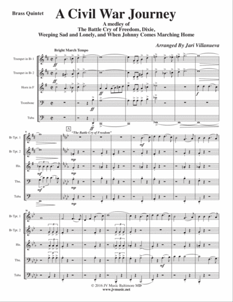 A Civil War Journey for Brass Quintet Brass Quintet scores gallery preview page 2