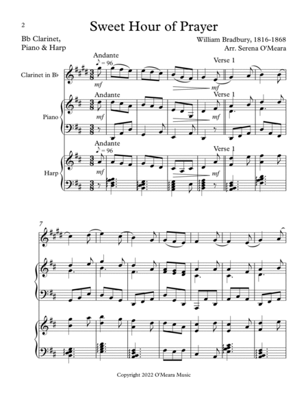 Sweet Hour of Prayer, Trio for Bb Clarinet, Piano & Harp image number null