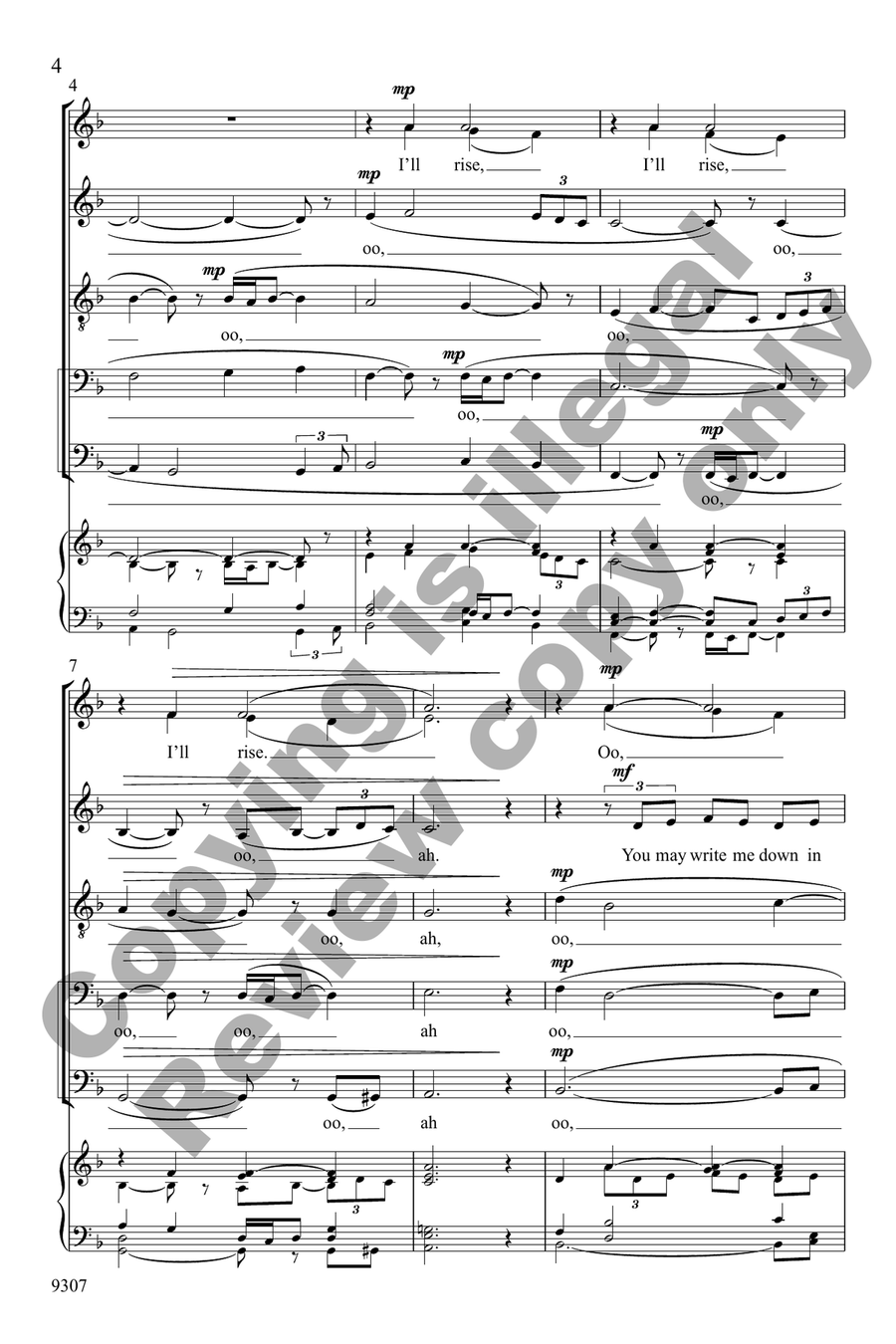 Like Moons and Like Suns, I'll Rise 4-Part scores gallery preview page 4
