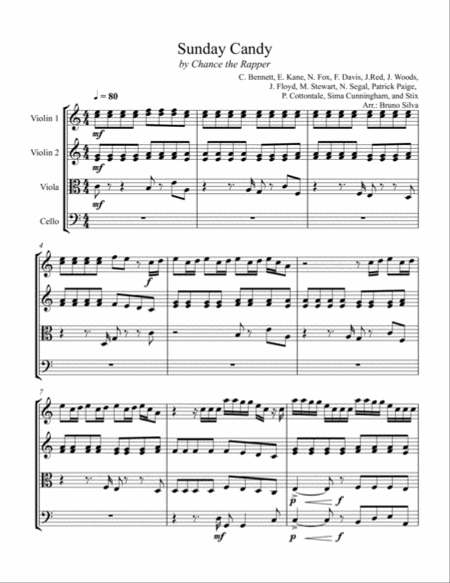 Sunday Candy Sunday Candy String Quartet scores gallery preview page 1