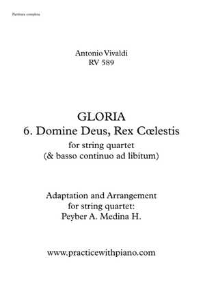 Vivaldi - RV 589, GLORIA - 6. Domine Deus, Rex Cœlestis, for string quartet