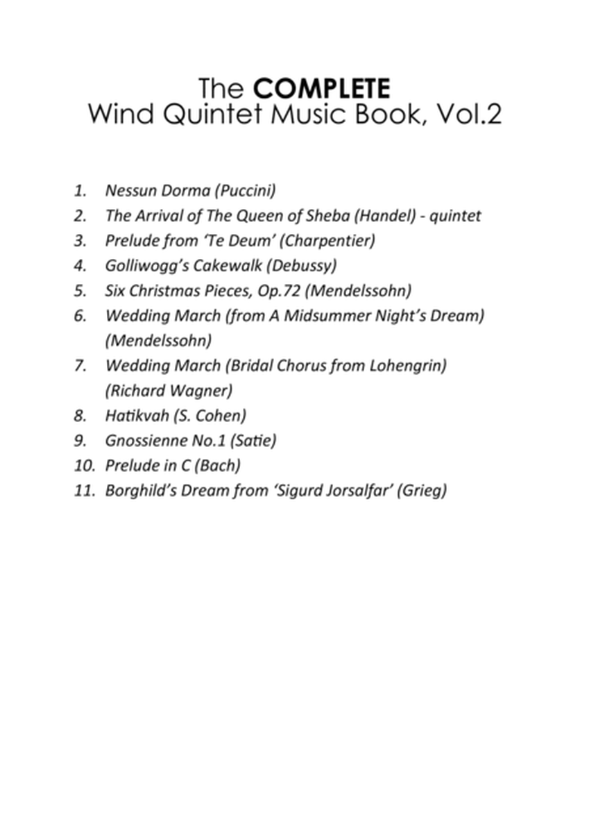 COMPLETE Wind Quintet Music Book Volume 2 - pack of 16 essential pieces: wedding, baroque, operatic, image number null
