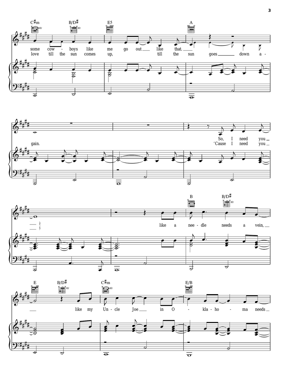 I Need You Piano, Vocal, Guitar scores gallery preview page 3
