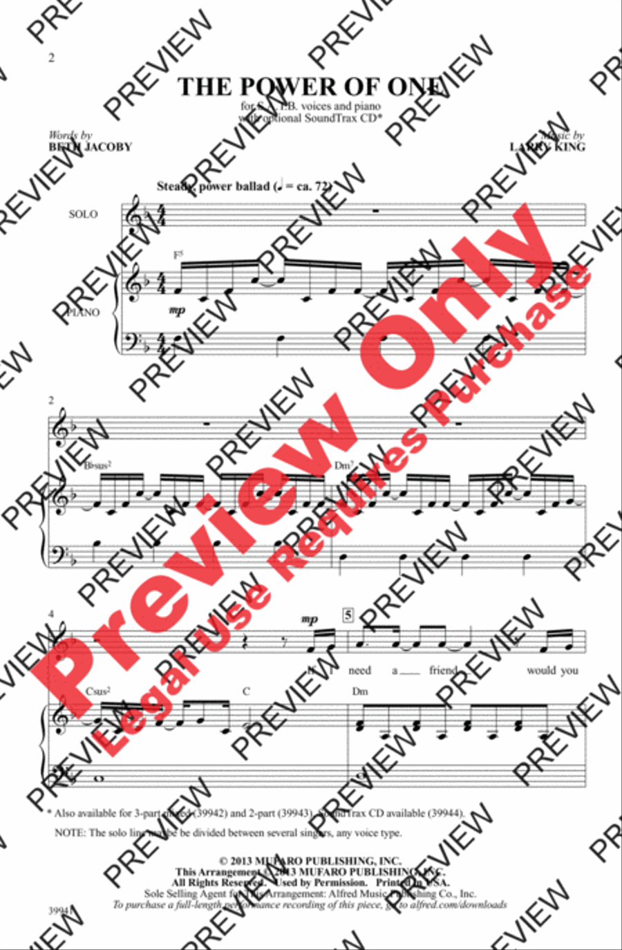The Power of One - SoundTrax CD (CD only) Choir scores gallery preview page 2
