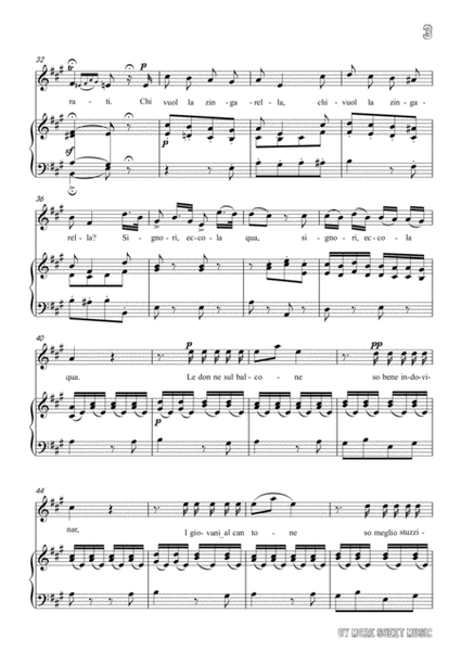 Paisiello-Chi Vuol la zingarella in A Major,for Voice and Piano image number null