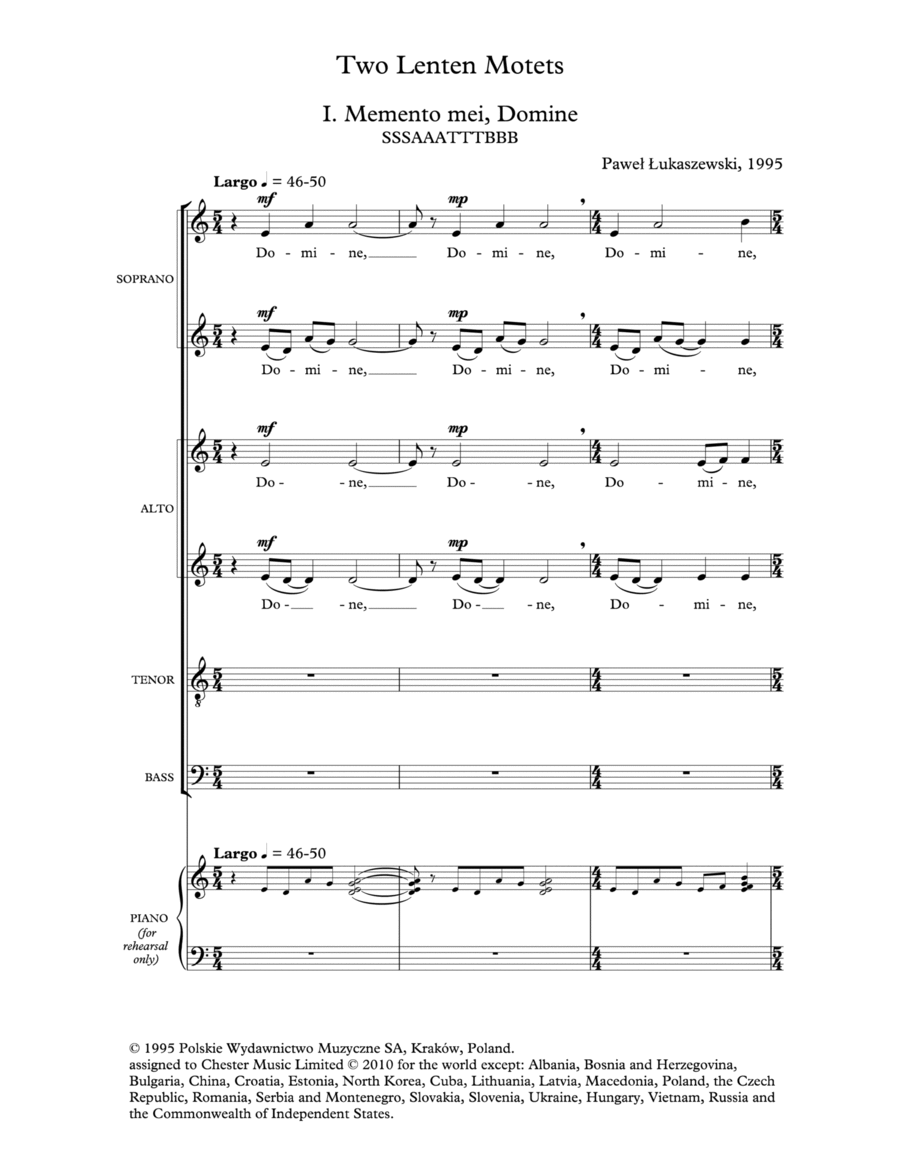 Two Lenten Motets Two Lenten Motets 4-Part scores gallery preview page 1