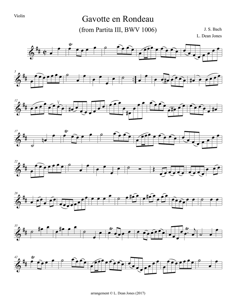 Gavotte en Rondeau (from Partita III): violin/cello String Duet scores gallery preview page 1