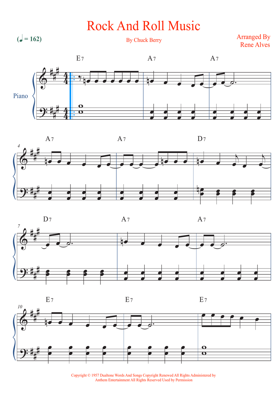 Rock And Roll Music Rock And Roll Music Easy Piano scores gallery preview page 1