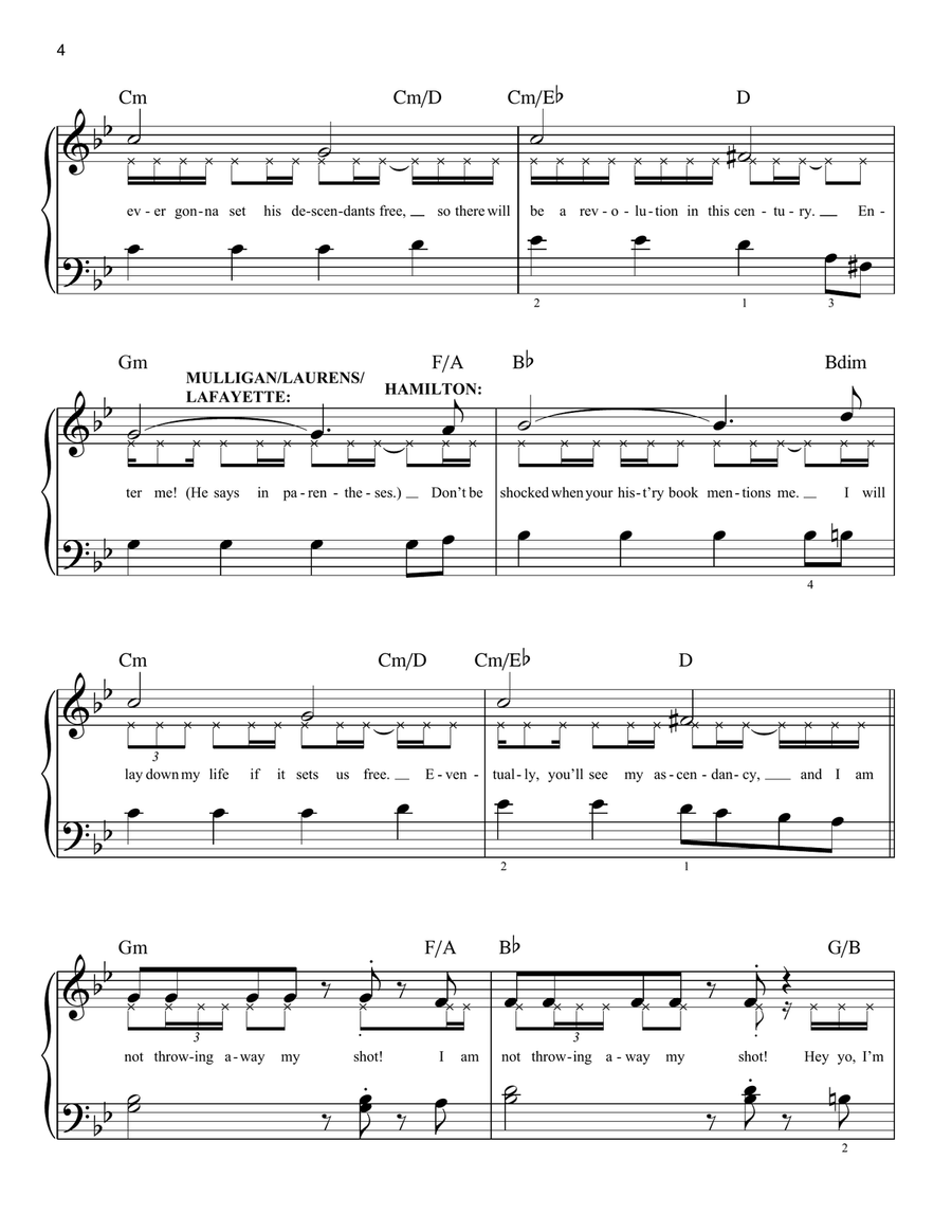 My Shot (from Hamilton) My Shot (from Hamilton) Easy Piano scores gallery preview page 4