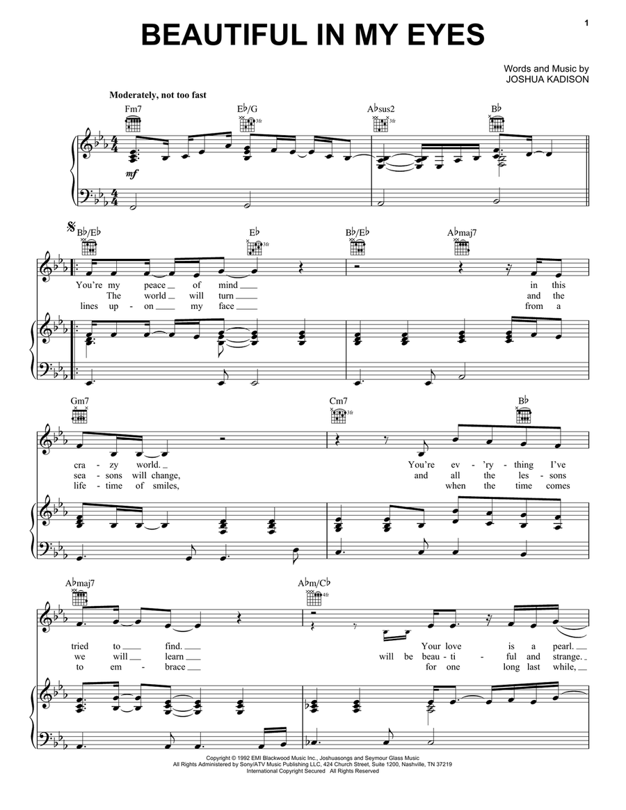 Beautiful In My Eyes Acoustic Guitar scores gallery preview page 1